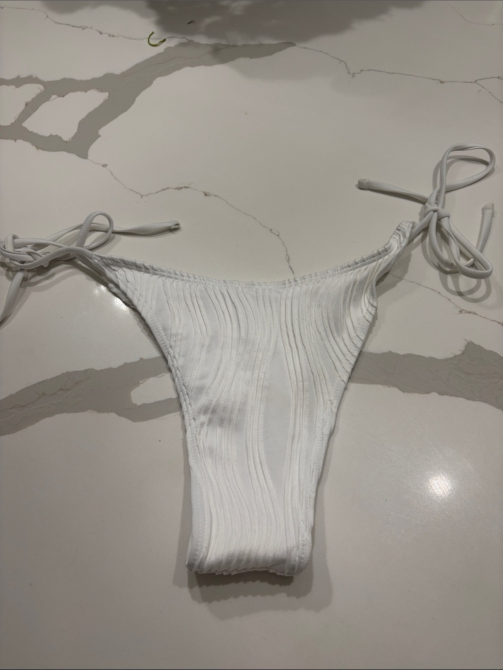 White Ribbed Tie-Side Bikini Set - Picture 2 of 4